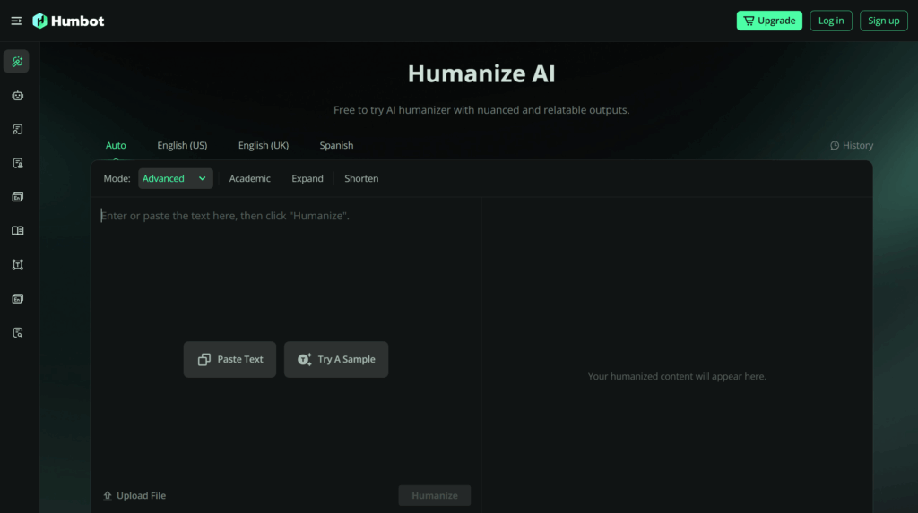 humbot ai homepage
