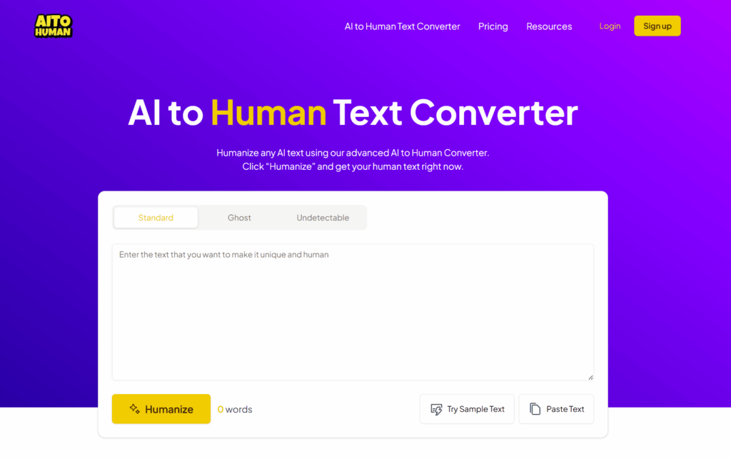aitohuman.ai homepage