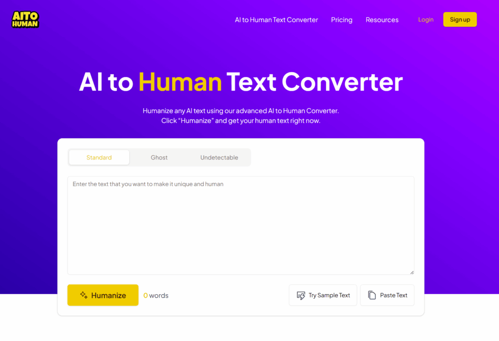 aitohuman.ai homepage