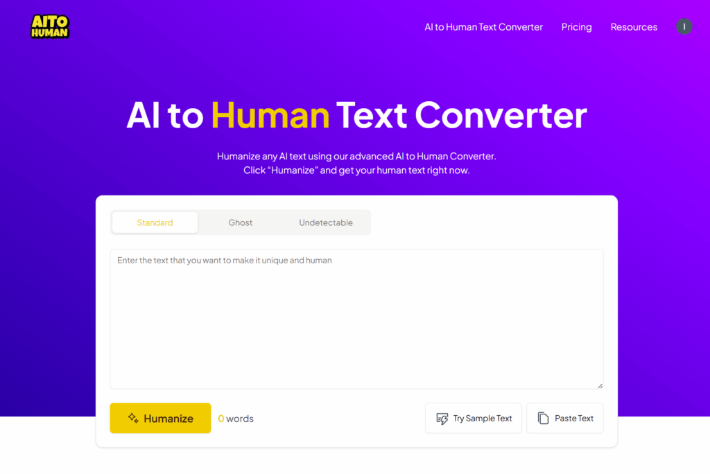 aitohuman.ai homepage