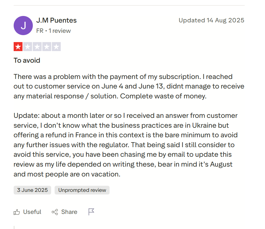 trustpilot review of gptinf