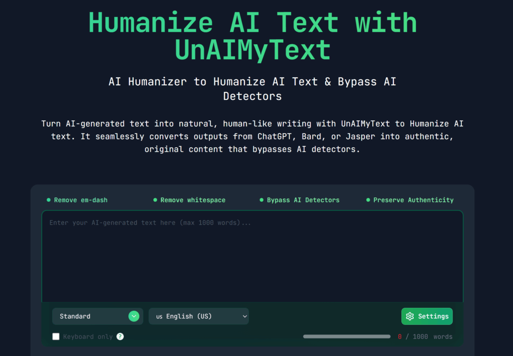 unaimytext homepage