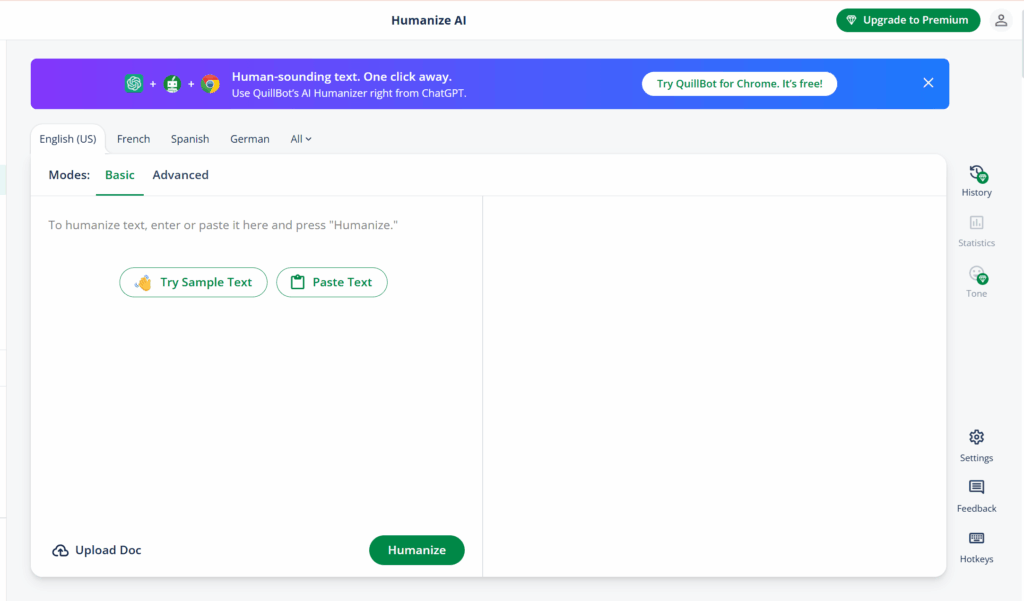 quillbot ai humanizer page
