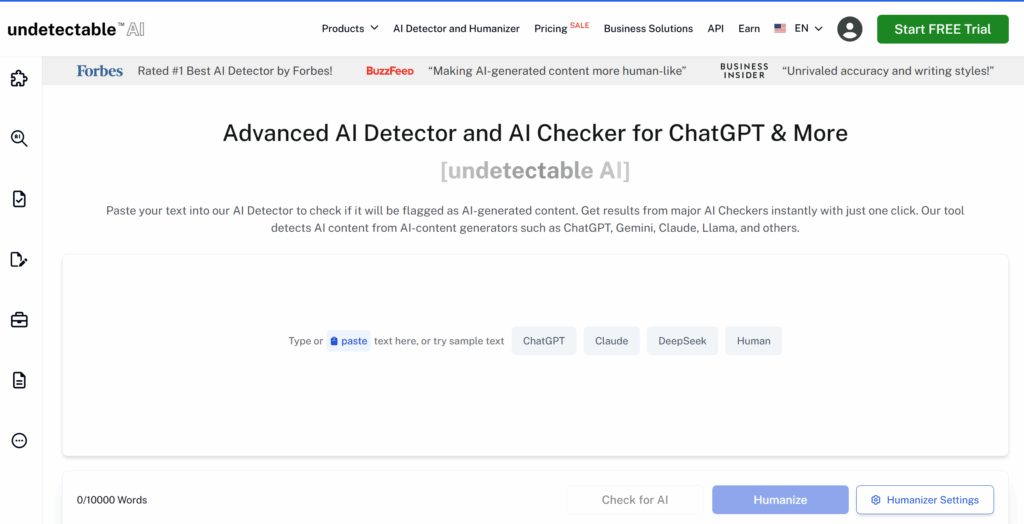 undetectable ai homepage